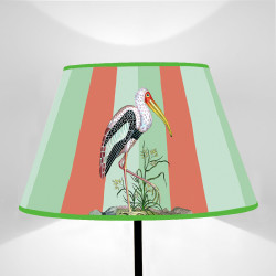 Paralume Tronco di cono Righe Grenadine, Pink, Turquoise, e Uccelli Esotici