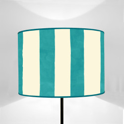 Paralume cilindro Righe Turchese e Crema