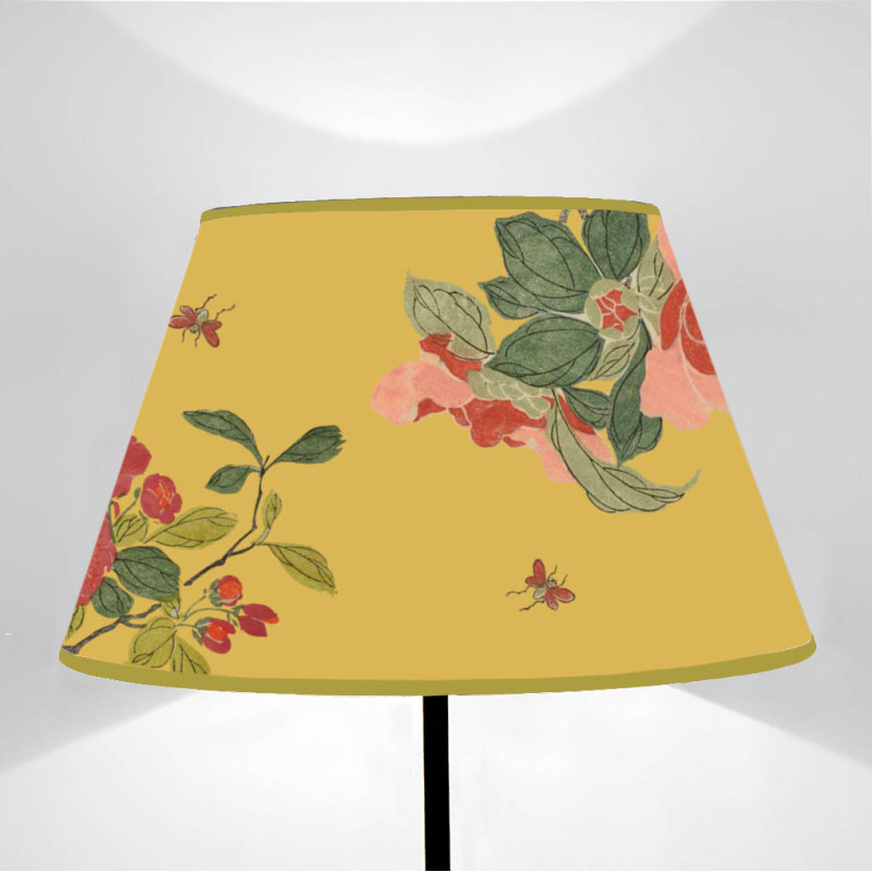 Paralume Tronco di cono Fiori su Giallo Ocra