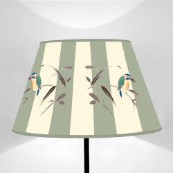 Truncated Cone Lampshade with Kingfisher Fauna and Glaucus Stripes