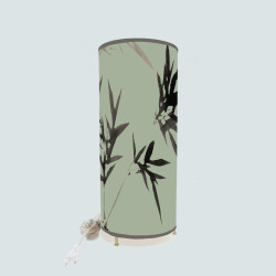 Flora Flores Bamboo Tube Lamp with Glaucus Green Background