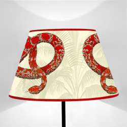 Paralume tronco di cono Fauna Serpenti Rossi fondo Chiaro