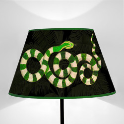 Paralume tronco di cono Fauna Serpenti Verdi fondo Nero